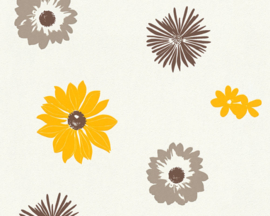 Geel bloemen behang modern 34770-2