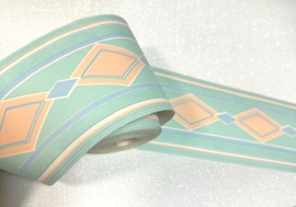 Retro behangrand groen blauw 7611