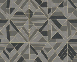 bruin goud retro behang  3d pop style 37481-4