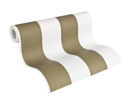 strepen behang goud wit 964816