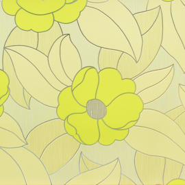 Wohnsinn Marburg vliesbehang bloemen geel grijs zilver 54523