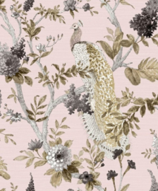 Cristiana Masi 25759 Vliesbehang – Linnenlook Pauwen Bloemen