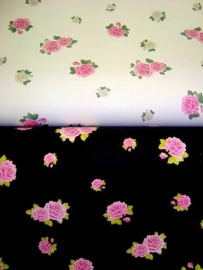 bloemen behang zwart wit roze 51