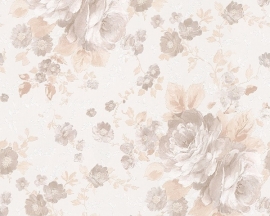 Behang Bloemen wit taupe AS Romantica 30427-6