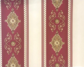Hermitage Klassiek Behang in Rood en Goud Streepdessin