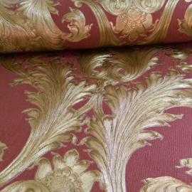 Arthouse Vintage Figaro Italian Damask Pattern Textured Glitter Vinyl Wallpaper (Red 291204)