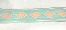 Retro behangrand groen blauw 7611
