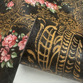 kunst behang romantische rozen mooie boeketten op marmerlook