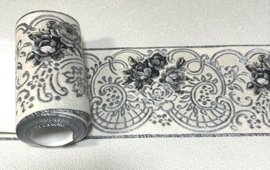 Behangrand bloemen metalic 3D geverfte look