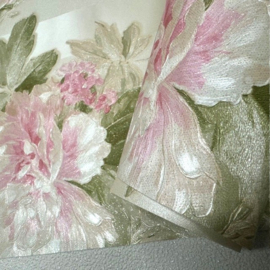 Engelse bloemen behangrand rozen glitter