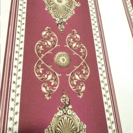 Hermitage Klassiek Behang in Rood en Goud Streepdessin