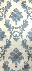 Blauw-wit 3D barok behang textiel look