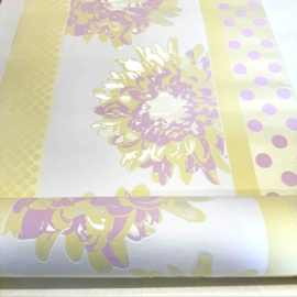 Retro patchwork behang roze lila geel bloemen vlies 788815