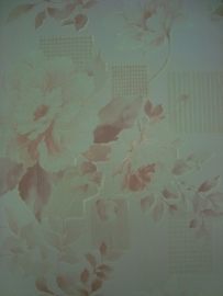 creme roze bloemen vinyl faro behang 5