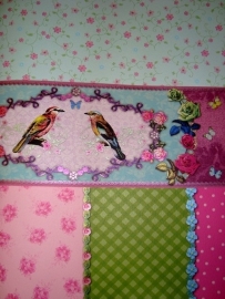 meisjes roze blauw groen bloemen behang 13