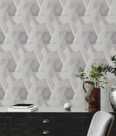 3D behang lichtgrijs grafisch patroon met betonlook 38721-1