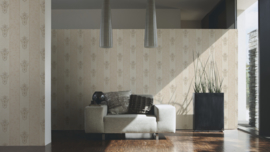 Beige metalic klassiek behang 34371-3