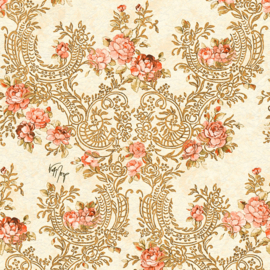 Bloemen behang rose  goud 34075-5