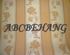 GLITTER BEHANG BEIGE ORANJE BLOEMEN KLASSIEK 68