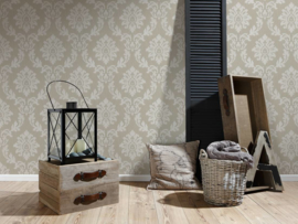 barok behang vlies beige bruin relief  304242