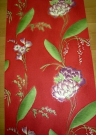 rood bloemen vinyl behang xx4