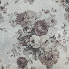 Landelijk Bloemen Vliesbehang met Linnenlook – Verouderde Vintage Uitstraling –  141902
