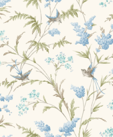 Dutch Wallcoverings The Enchanted Garden Henrietta Cream Bleu 98921 Behang