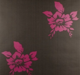 bloemen vlies behang rose bruin x49