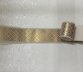 Gouden trendy ruitjes behangrand glans 7,8 cm – 5 meter lang