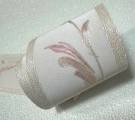 bladmotief behangrand gedempte tint van oud roze & creme