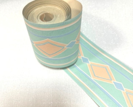 Retro behangrand groen blauw 7611