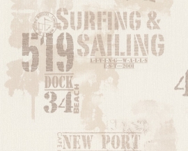 Living Walls Surfing & Sailing behang 9270-33 lichtbeige bruin