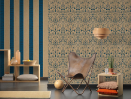 blauw strepen behang 33321-4