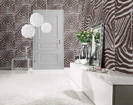 bruin wit zebraprint dierenprint behang 41