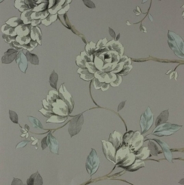 bloemen behang grijs taupe 86