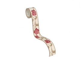 behangrand smal bloemen rood creme 2820-19