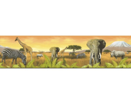 6901-11 safari behangrand dieren zebra giraf behangrand