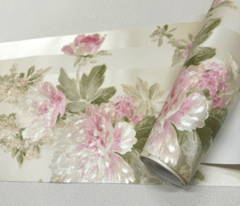 Engelse bloemen behangrand rozen glitter