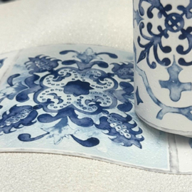 delfs blauw behangrand tegel look