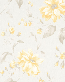Geel bloemen behang 53740
