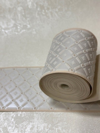 Off-white ruitjes behangrand glans 7,8 cm – 5 meter lang