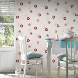 Rood bloemen behang modern retro 34770-1