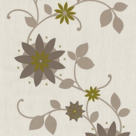 Behang Expresse Flair bloemen behang goud bruin taupe