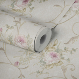 Romantica bloemen behang beige groen AS 30420-2