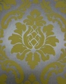 barok behang vinyl parelmoer zilver geel 139