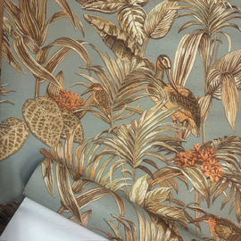 Vogel Behang Tropical Wallstitch DE120017 – Landelijk Behang – Groen – Tropisch Patroon – Wanddecoratie