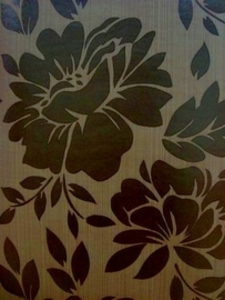 bruin behang bloemen vlies creme 15
