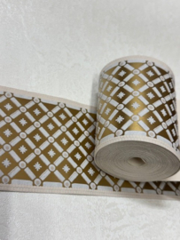 Gouden trendy ruitjes behangrand glans 7,8 cm – 5 meter lang