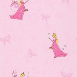 Noordwand Les Aventures 12104103 prinsessen behang disney meisjes roze vlinders