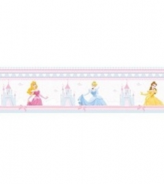 roze blauw geel wit stijlvol prinsessen behangrand 58